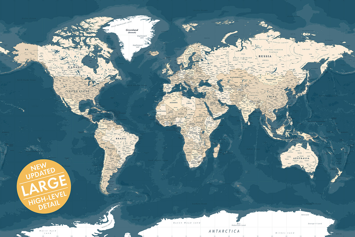 Vector World Map - Large&Detailed, an Illustration by PorcuPen Works (Photo 1 of 7)