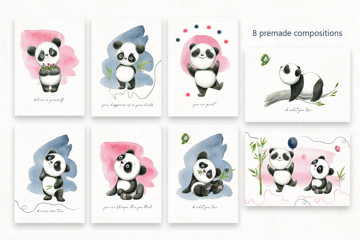 Funny Panda - color pencil clipart, an Animal Illustration by KatsiarynaKa (Photo 8 of 16)
