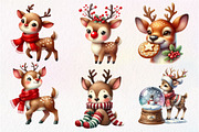 Christmas Cute Reindeer Clipart, an Illustration by Dream Creation (Thumbnail 3 of 5)