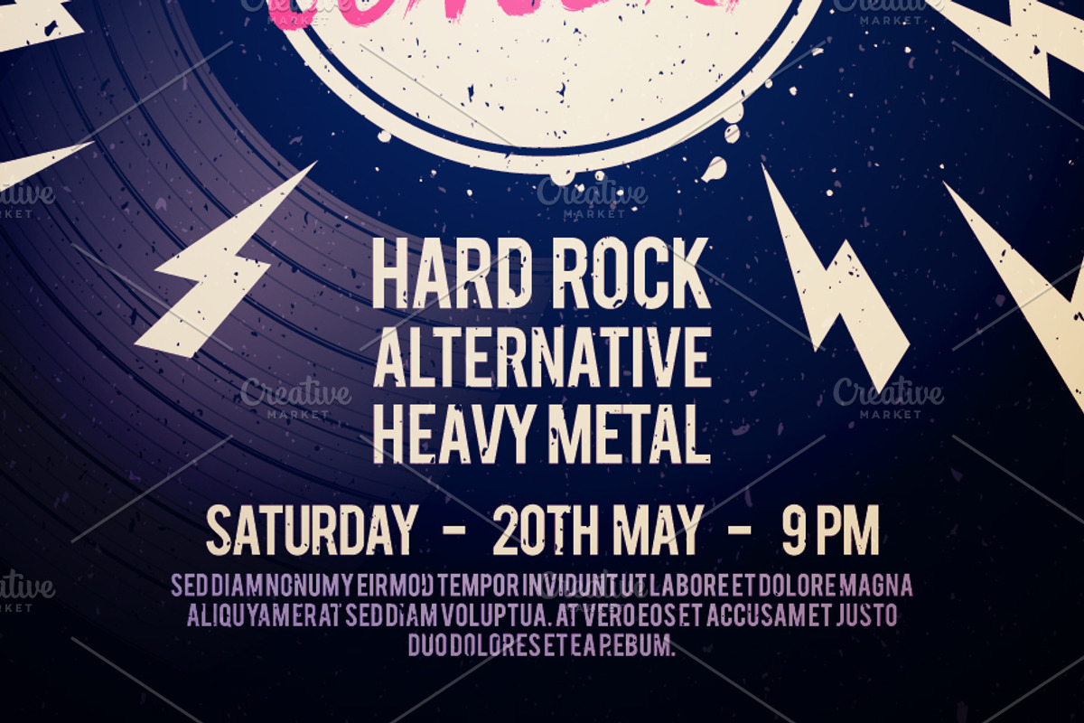 Grunge Rock Concert Poster With LP, a Decorative Illustration by Black White Mouse Design (Photo 3 of 3)