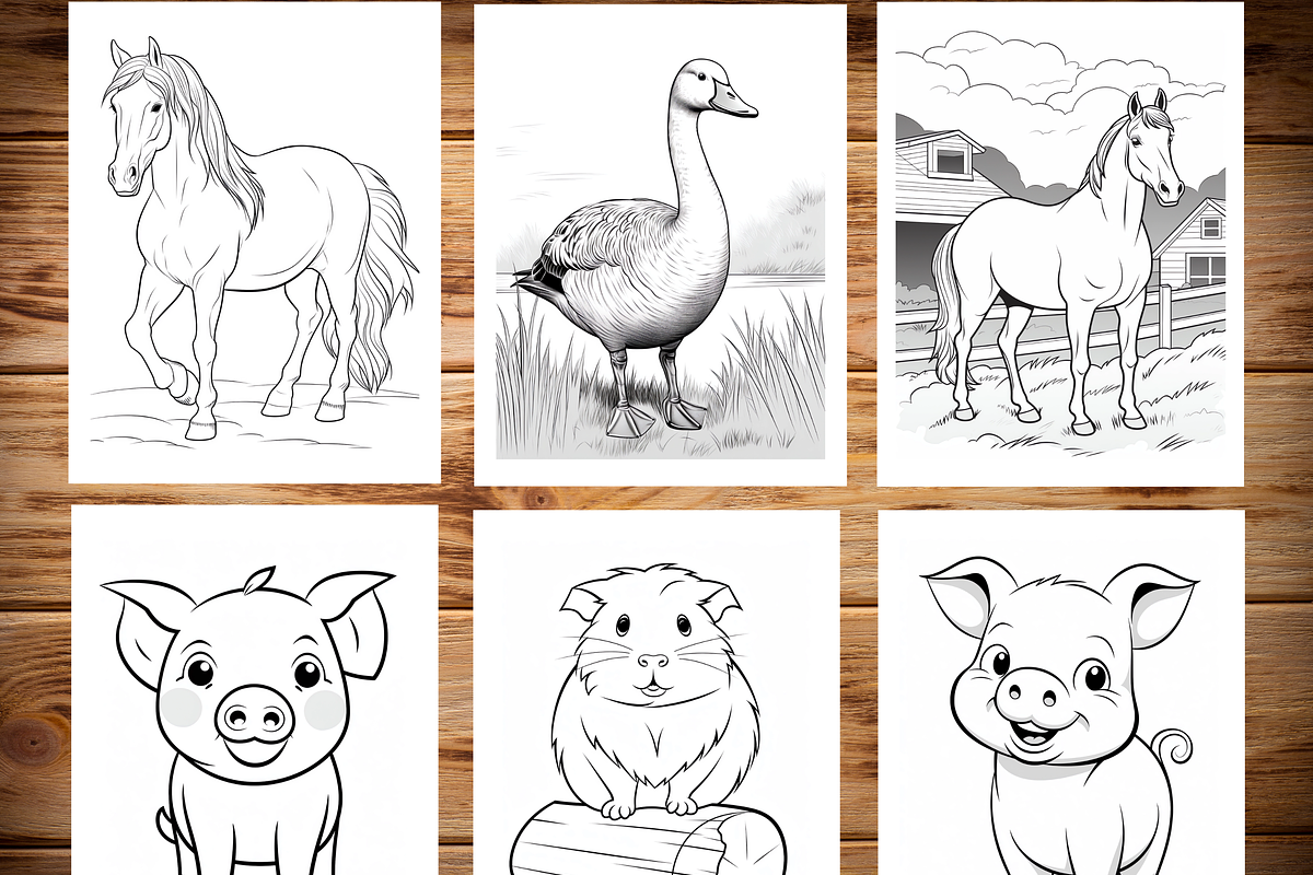 Farm Animals Coloring Pages for Kids, a Brochure Template by LA Design (Photo 4 of 10)