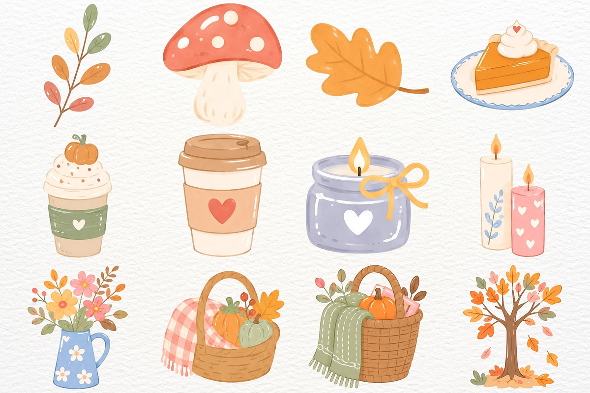 Cozy Autumn Clipart Png Rustic Fall, a Seasonal Illustration by SugarCloudStudioArt (Photo 2 of 5)