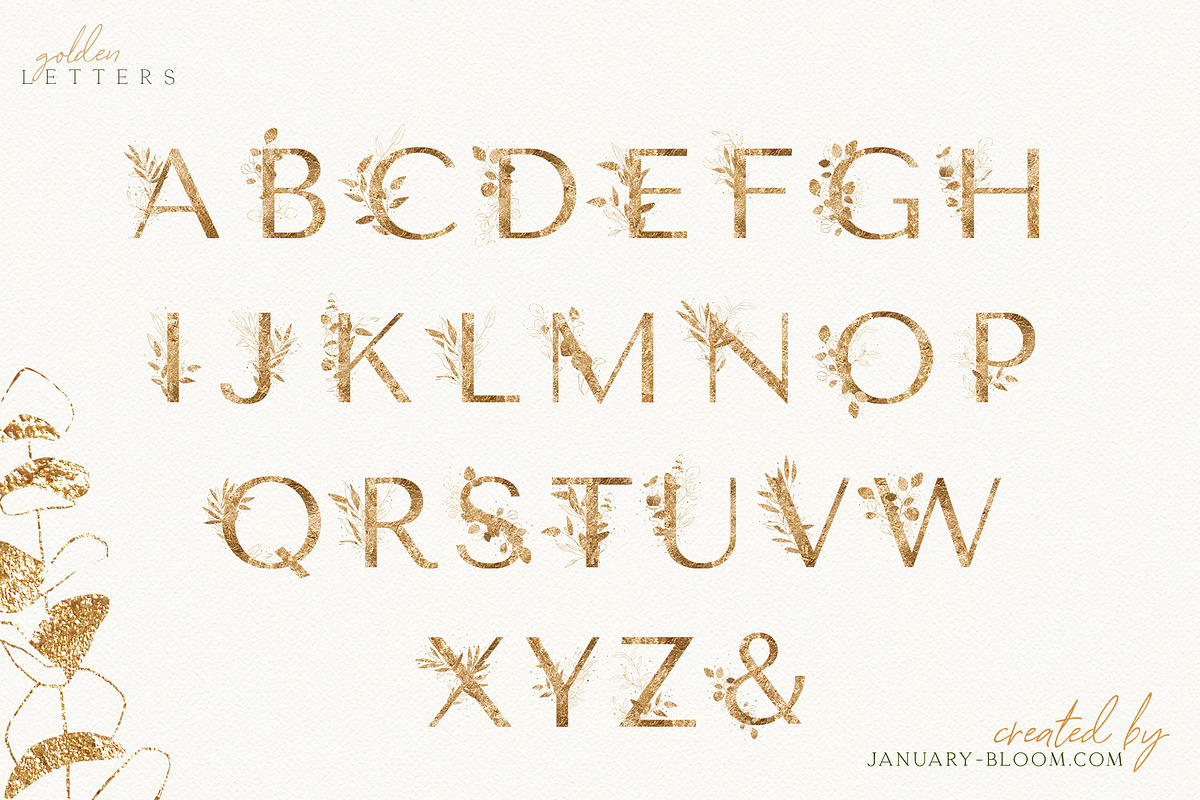 watercolour luxury foliage gold leaf, a Texture Illustration by January Bloom (Photo 13 of 14)