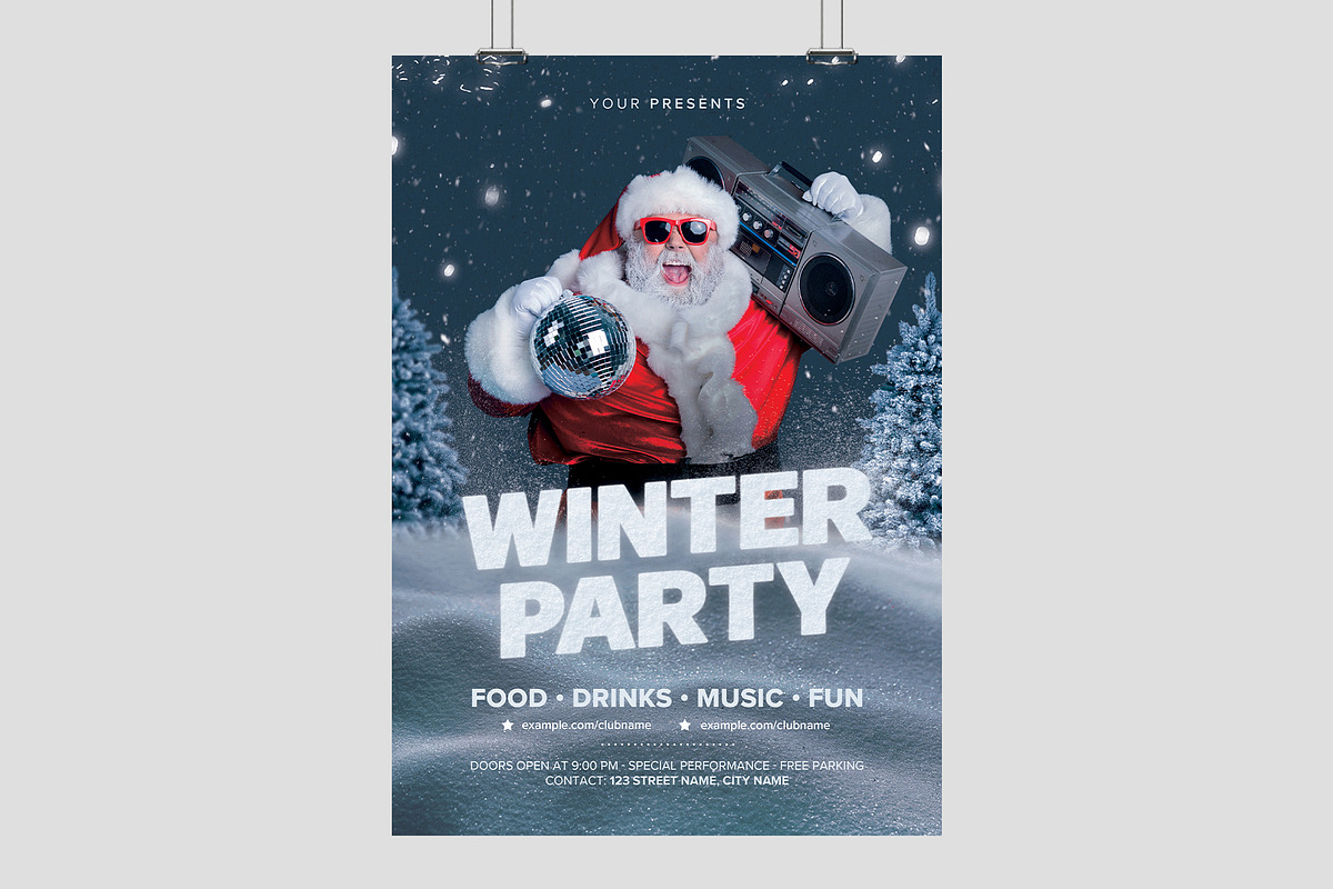 Winter Party Flyer Template, a Flyer Template by BrandPacks (Photo 3 of 5)
