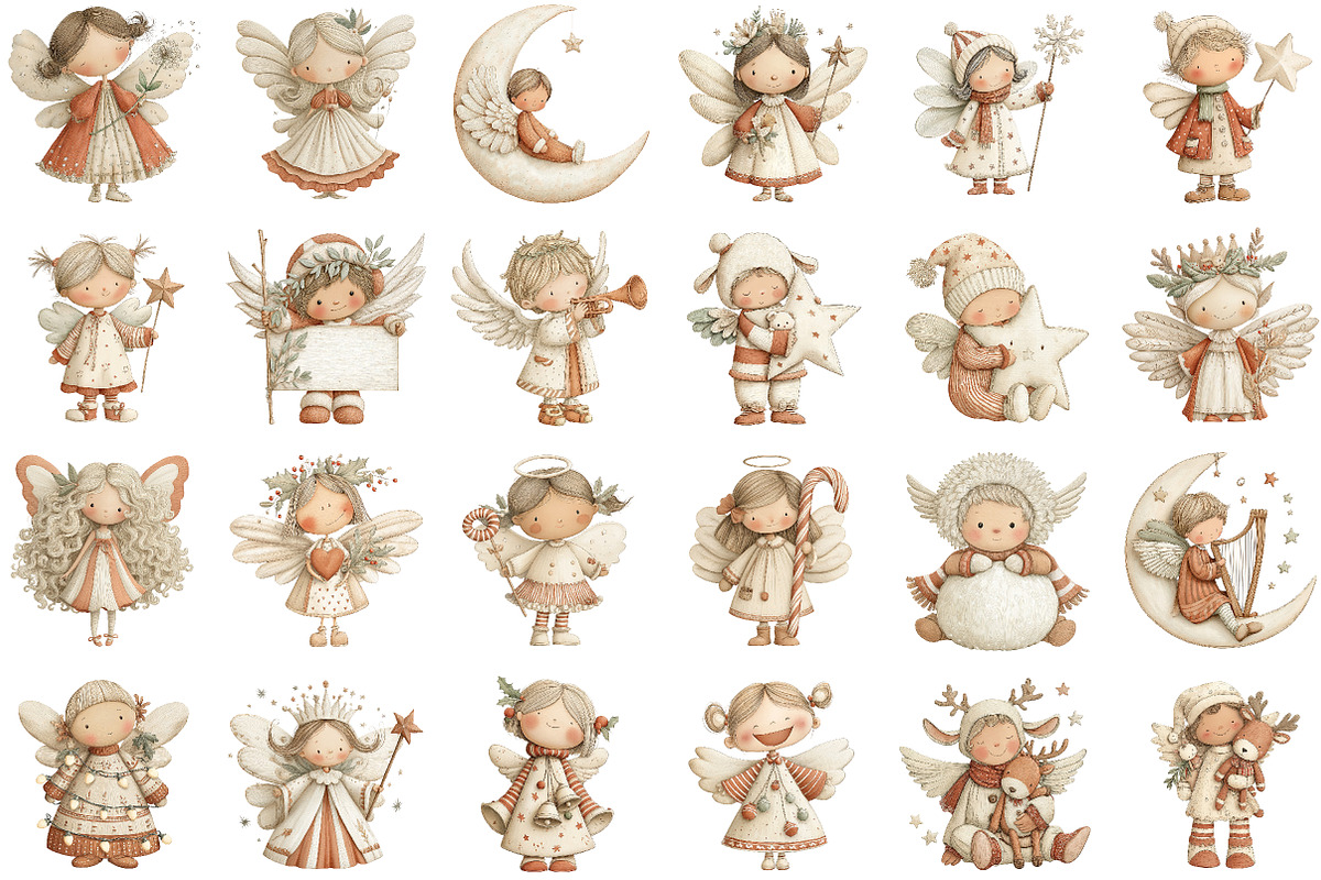 Whimsical Christmas Angel Clipart, an Illustration by Sublimation Artist (Photo 2 of 6)