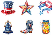 Watercolor 4th of July Clipart, an Illustration by Designking (Thumbnail 3 of 5)