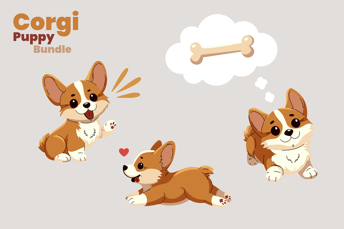 Corgi Puppy Bundle, an Animal Illustration by moja doodle (Photo 3 of 4)