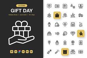 Gift Day Icons, an Icon by Spacepixel Creative