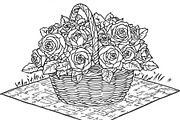 Bloom Basket Coloring Pages, an Illustration by yasushie (Thumbnail 9 of 9)