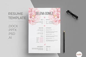 Elegant Floral CV Template, a Resume Template by Emaholic Template