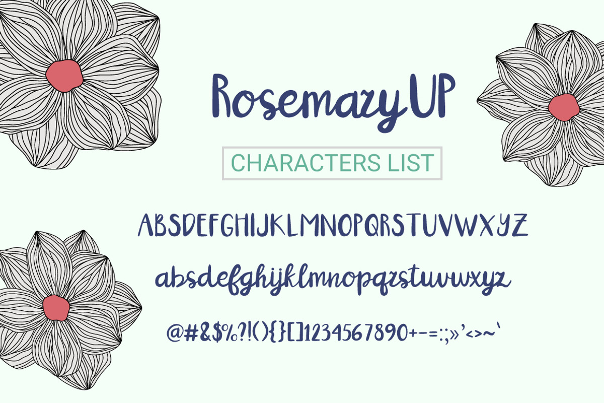 RosemaryUP script font + extras preview 6