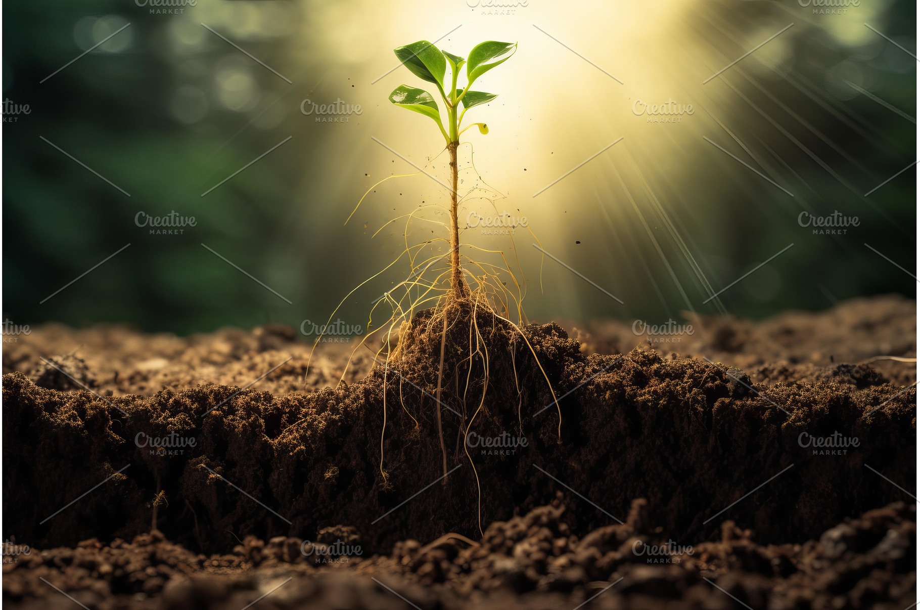Fibrous Plant showing root. Generate, a Nature Photo by Ylivdesign