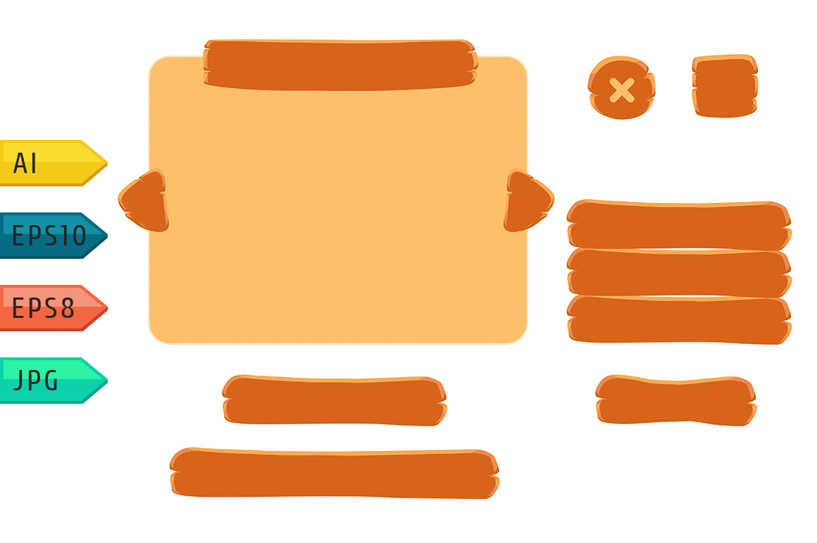 Vector gui wooden elements., a Templates & Theme by julia_musdotter