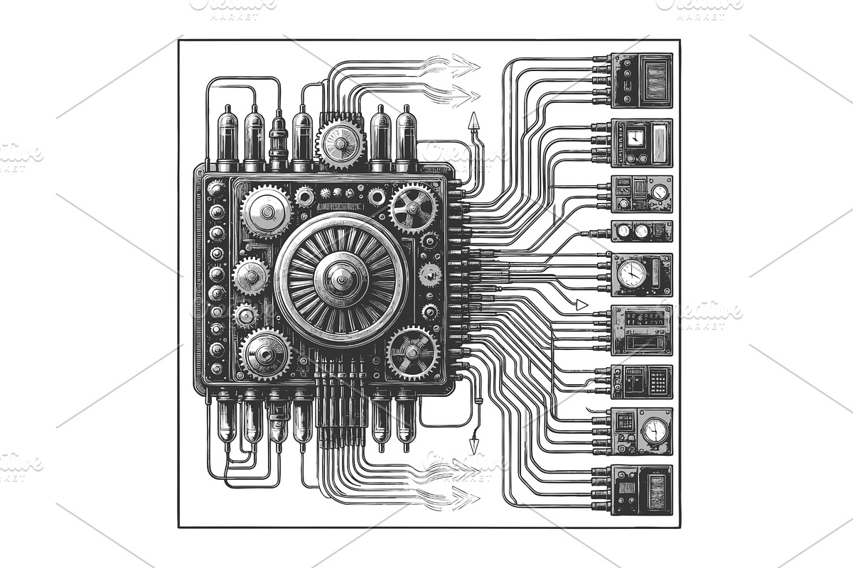 Complex Steampunk Control Machine, a Technology Illustration by AlexArt