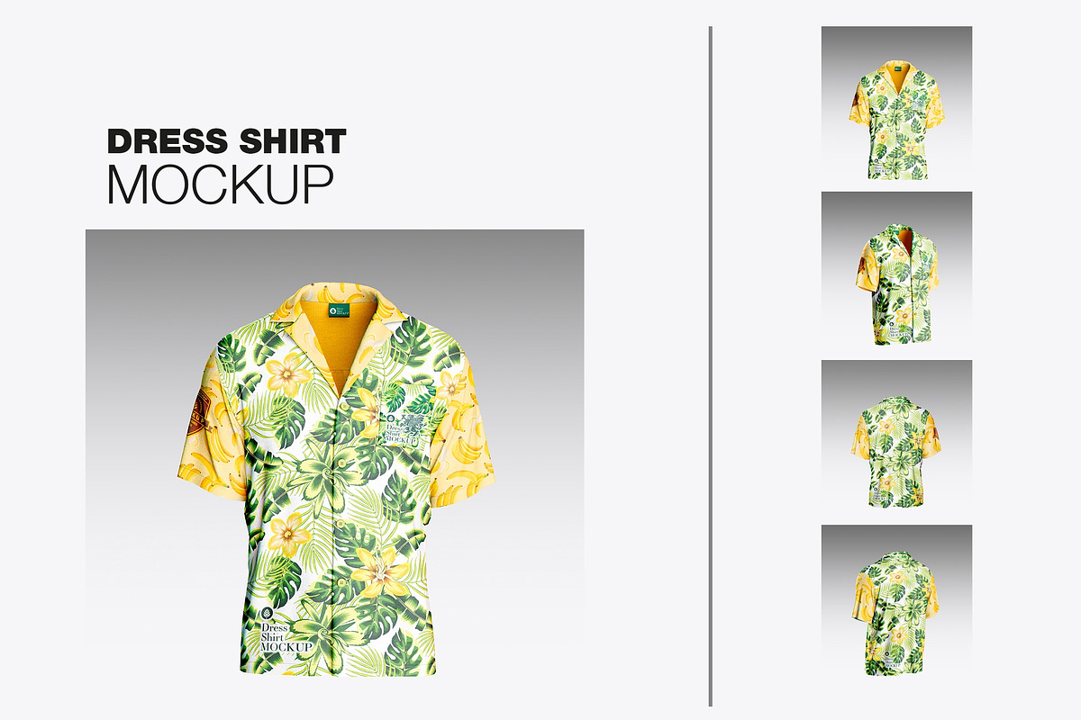 Hawaiian Short Sleeve Shirt Mockup, a Product Mockup by OneVectorStock (Photo 1 of 13)
