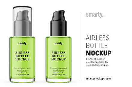 Transparent airless bottle mockup, a Pens & Pencil Mockup by Smarty Mockups
