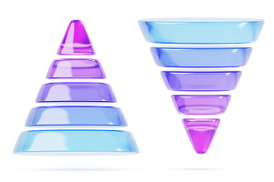Glass inverted cone and pyramid 3d, a Finance Illustration by Marozhkastudio