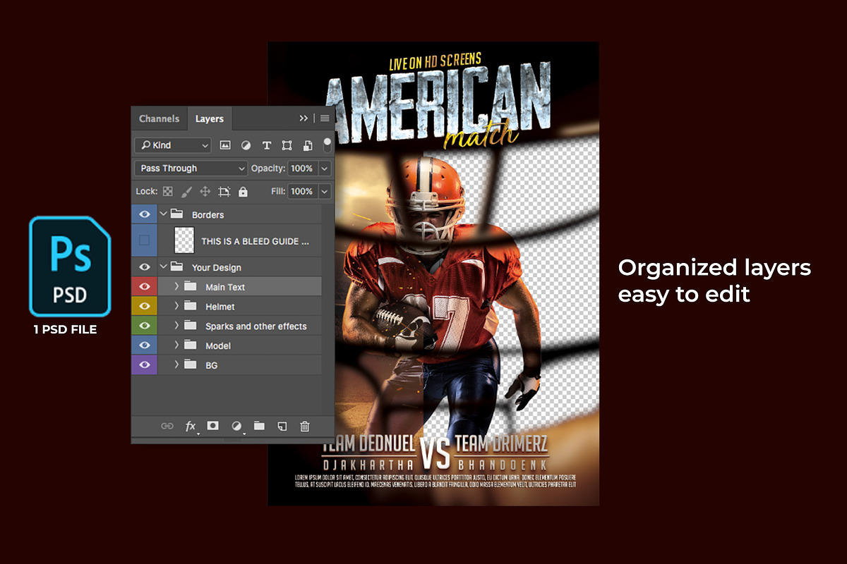American Football Match Flyer, a Flyer Template by bunebx (Photo 3 of 4)