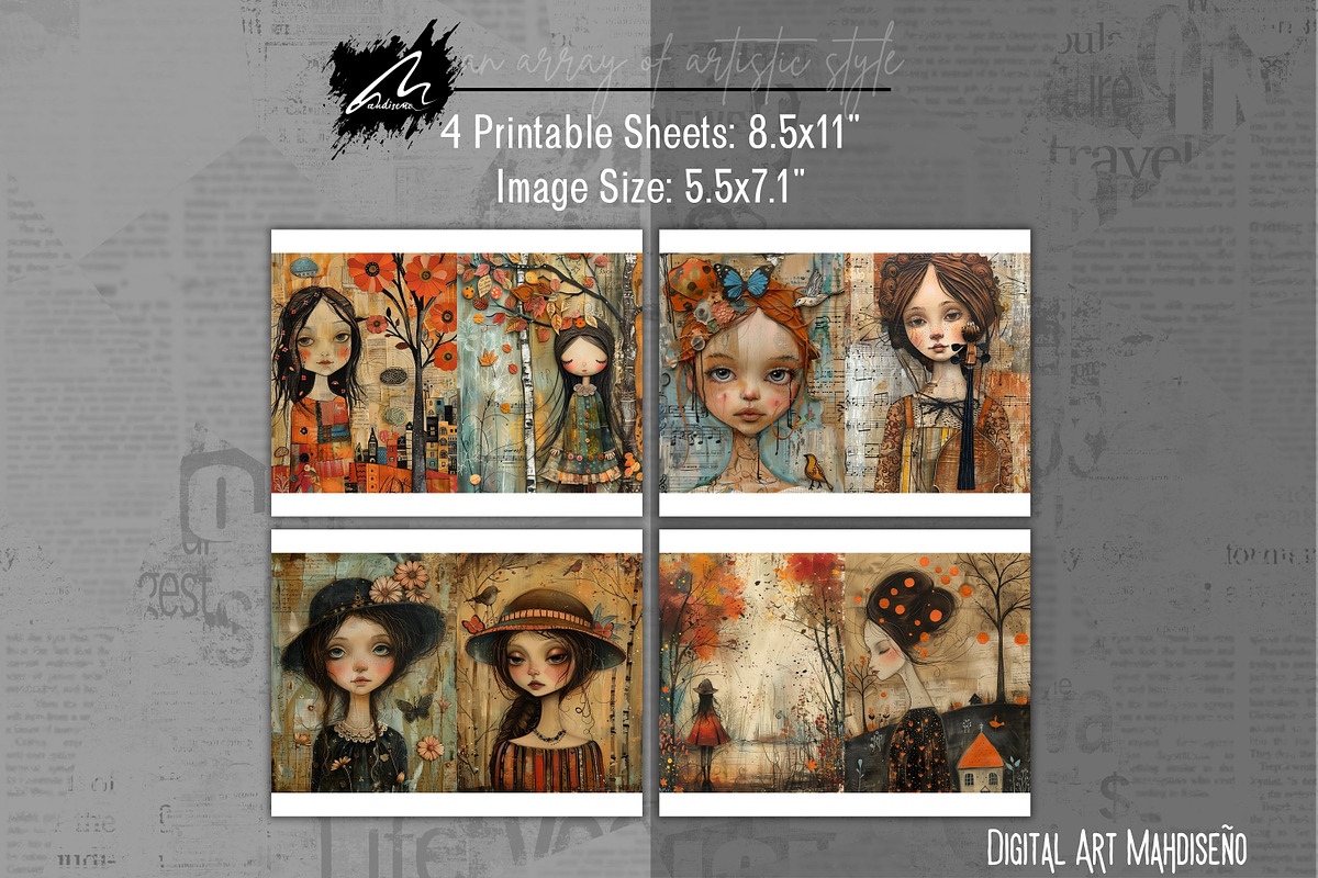 Fall is Here, Whimsical Girl Pages, a Seasonal Illustration by Digital Art Mahdiseño (Photo 4 of 10)