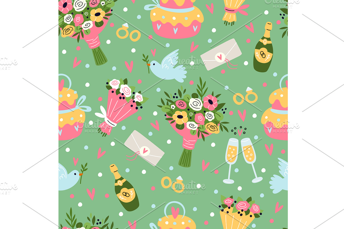 Wedding bouquets. Marriage ceremony, an Illustration by Vectorbuum