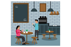 Barista Coffee Shop Flat Concept