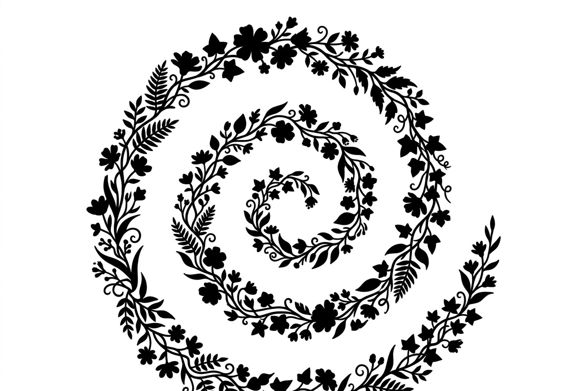 50 Elegant Floral Leaf Spiral Frame, a Decorative Illustration by Amazin_art (Photo 30 of 39)