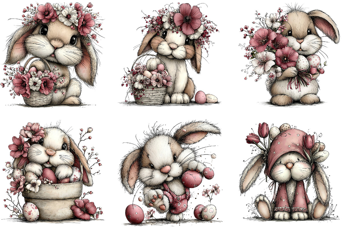 Whimsical Easter Bunny Clipart, an Illustration by Dream Creation (Photo 5 of 6)