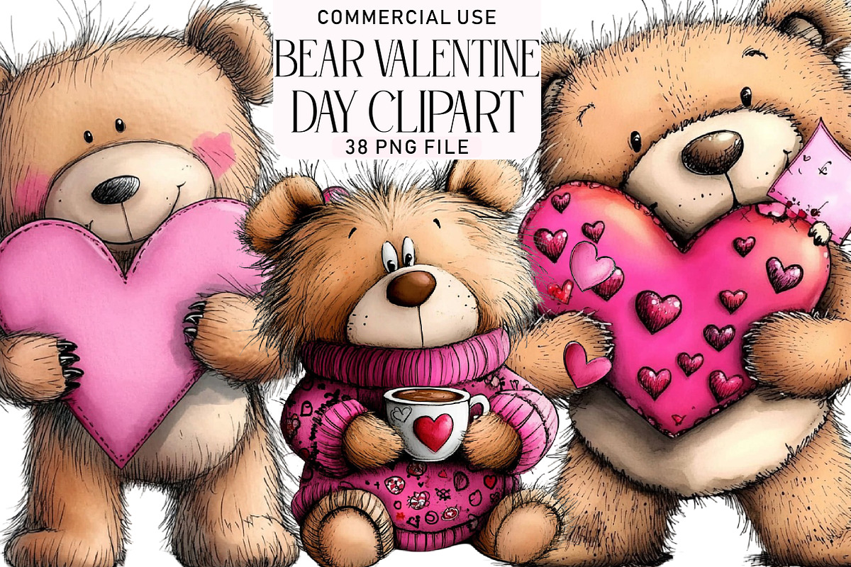 Bear Valentine Day Clipart, an Illustration by Daily.Designs (Photo 1 of 5)