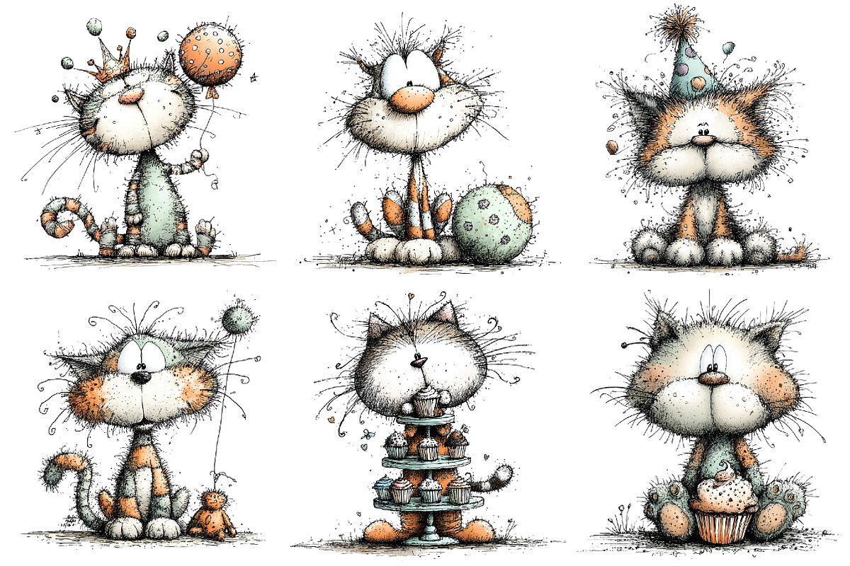 Whimsical Cat Clipart, an Illustration by Pixels.Craft (Photo 4 of 5)