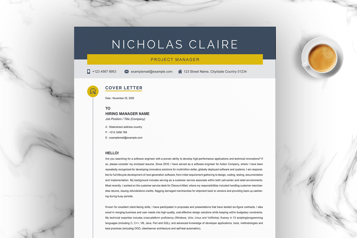 Project Manager Resume/CV Template, a Resume Template by ResumeInventor