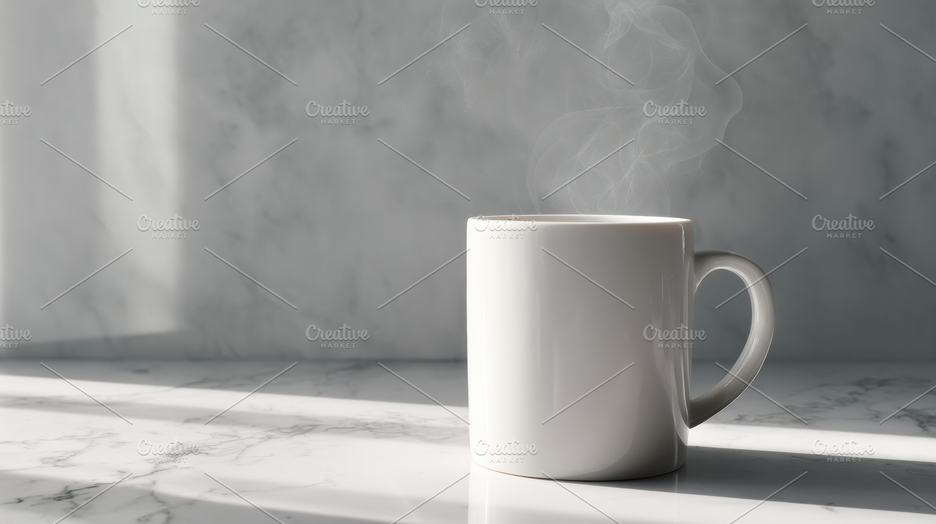 White Mug Steaming on Marble, a Food & Drink Photo by Virgo Studio