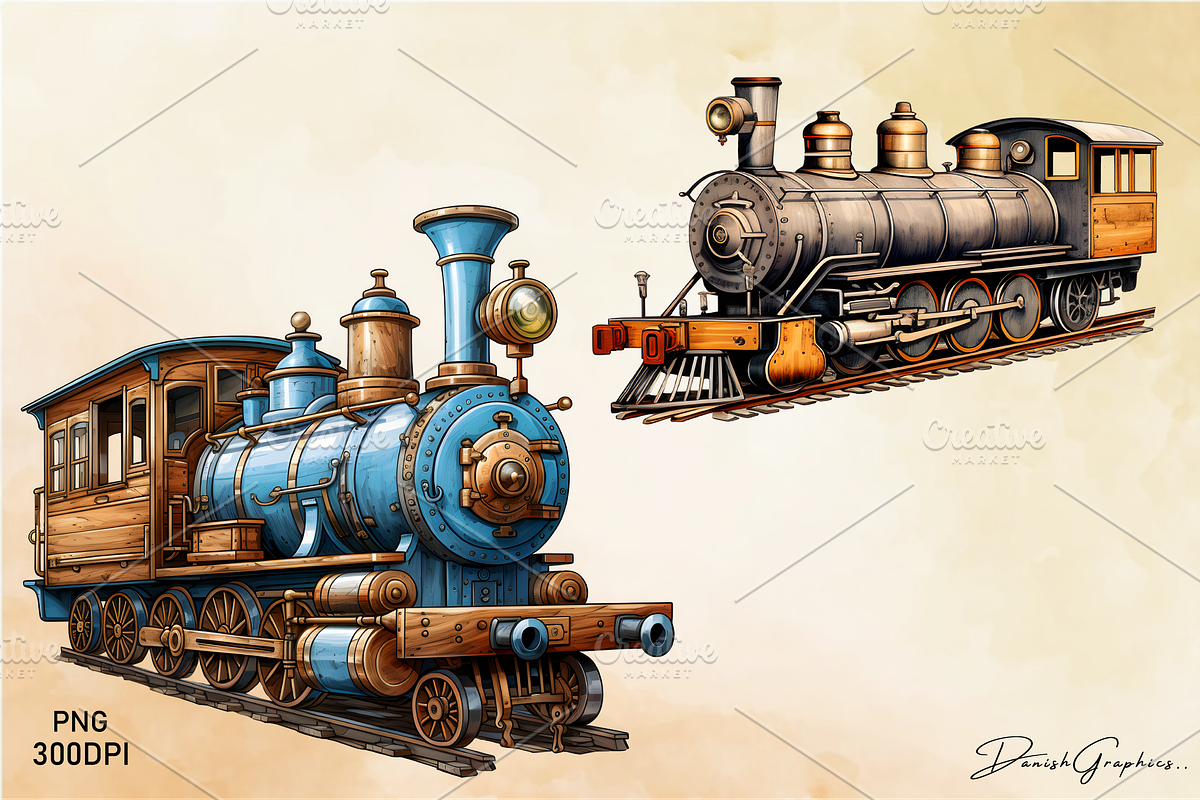 Vintage Wooden Train Sublimation Png, an Object Illustration by danishgraphics (Photo 6 of 9)