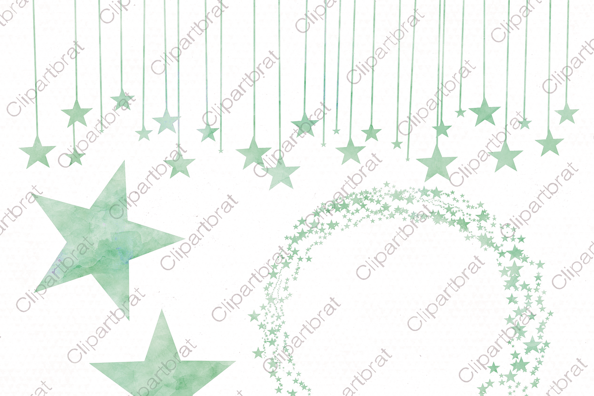 Mint Green Cute Watercolor Stars, an Illustration by ClipartBrat Graphics (Photo 4 of 5)