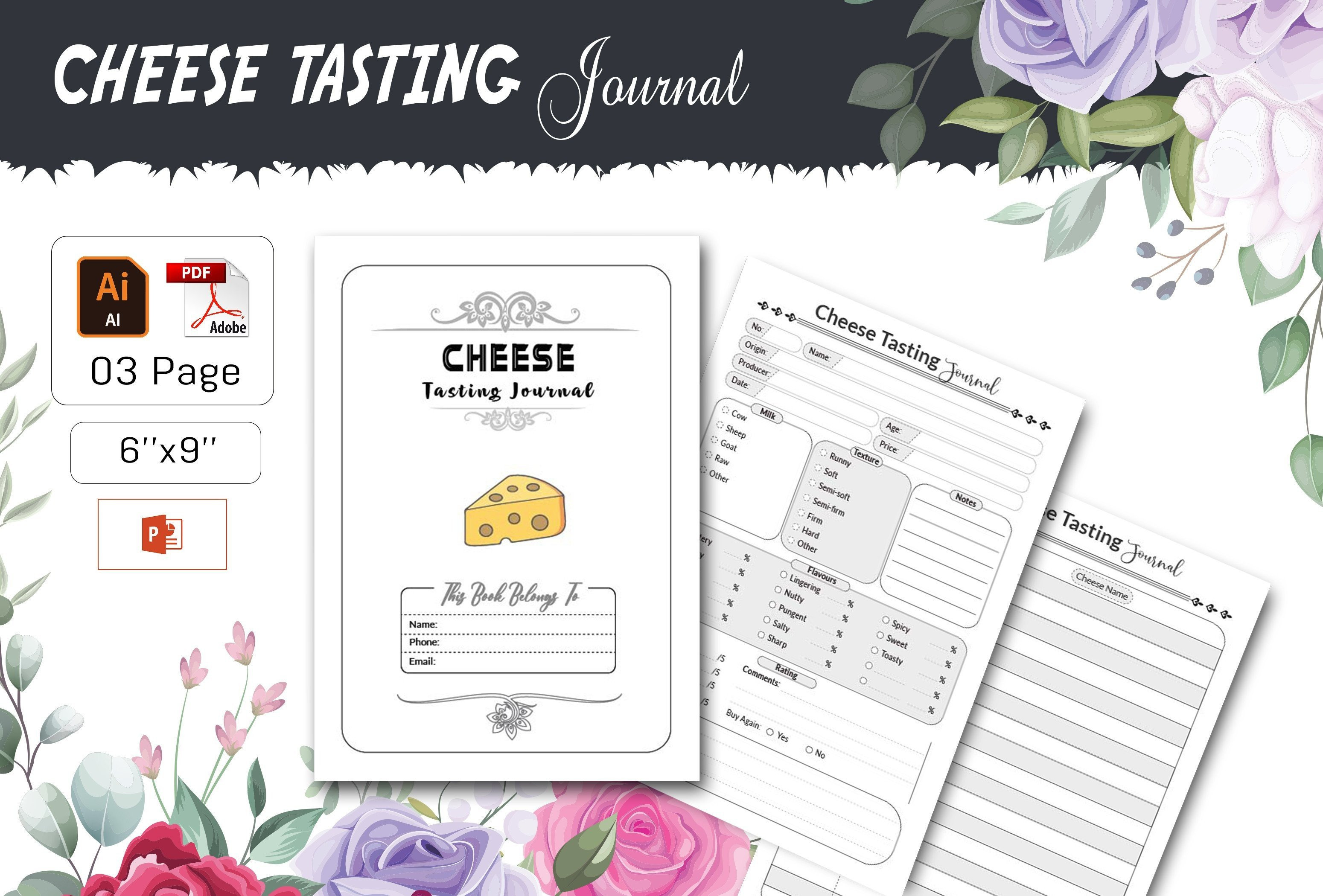 Cheese Tasting Journal, a Stationery Template by design_hut