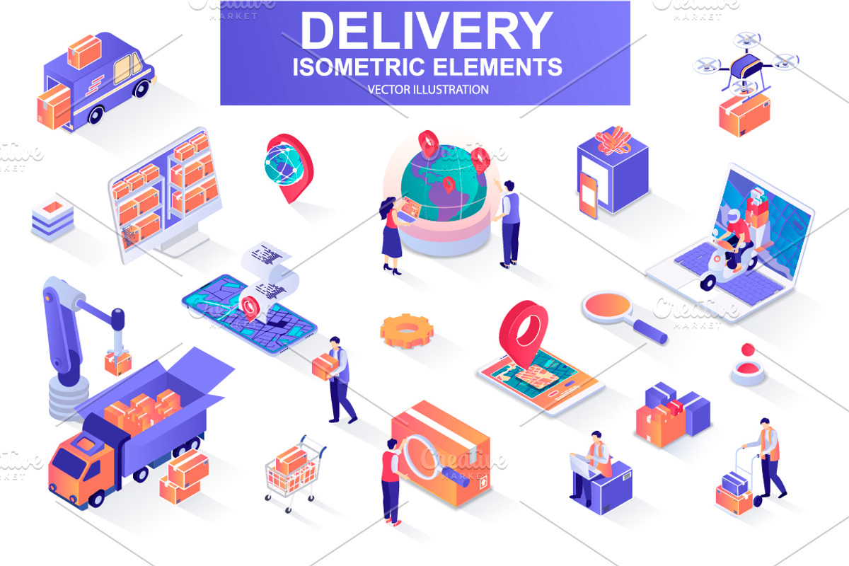 Mega Bundle Isometric Elements, an Illustration by alexdndz (Photo 11 of 27)