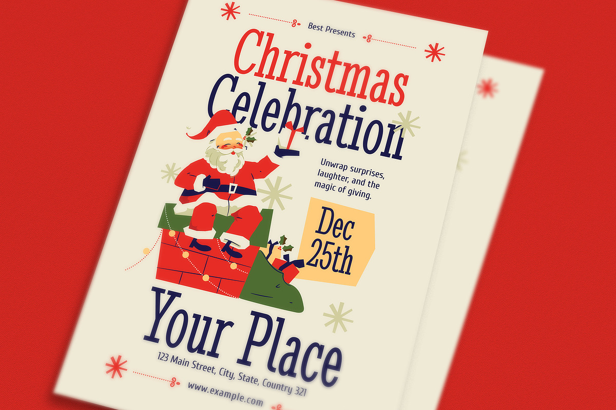Retro Christmas Celebration Flyer preview 3