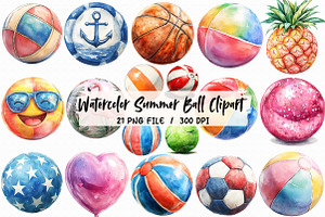 Watercolor Summer Ball Clipart, an Illustration by Libby Wishes
