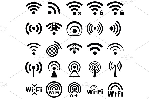 Set Of Twenty Five Wifi Icons