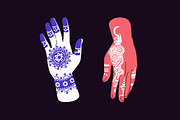 Mehendi, henna tattoos on hands set, a Person Illustration by PaperTrident (Thumbnail 5 of 5)