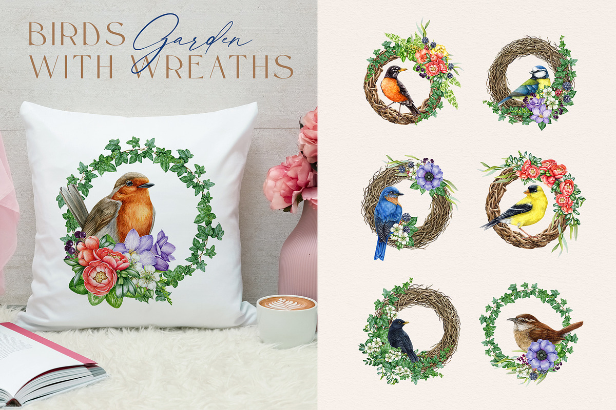 Garden Birds Watercolor Painted Set, an Animal Illustration by AnitaPol (Photo 6 of 21)