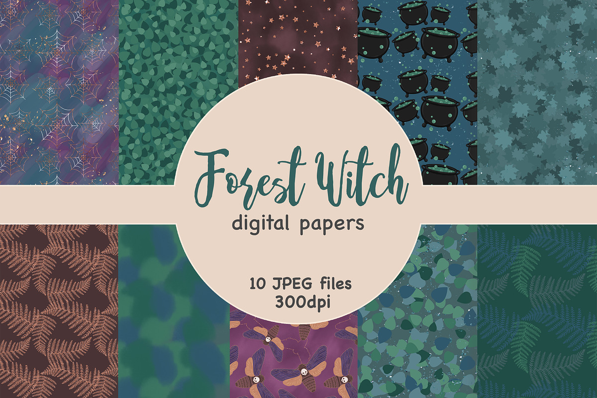 Forest Witch Pattern | Halloween, a Pattern Graphic by GlamArtZhanna (Photo 1 of 4)
