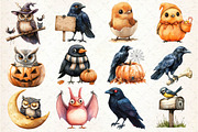 Watercolor Halloween Birds Clipart, an Illustration by Dream Creation (Thumbnail 3 of 5)