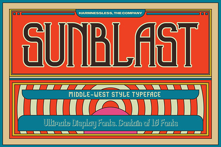 Sunblast Display Typeface, a Font by HARMNESSLESS