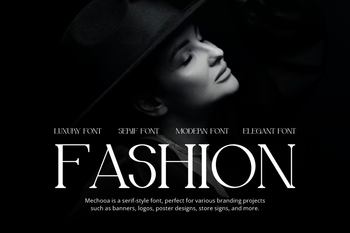 Mechooa - Modern Elegant Font, a Serif Font by Iqsiart Studio (Photo 2 of 8)