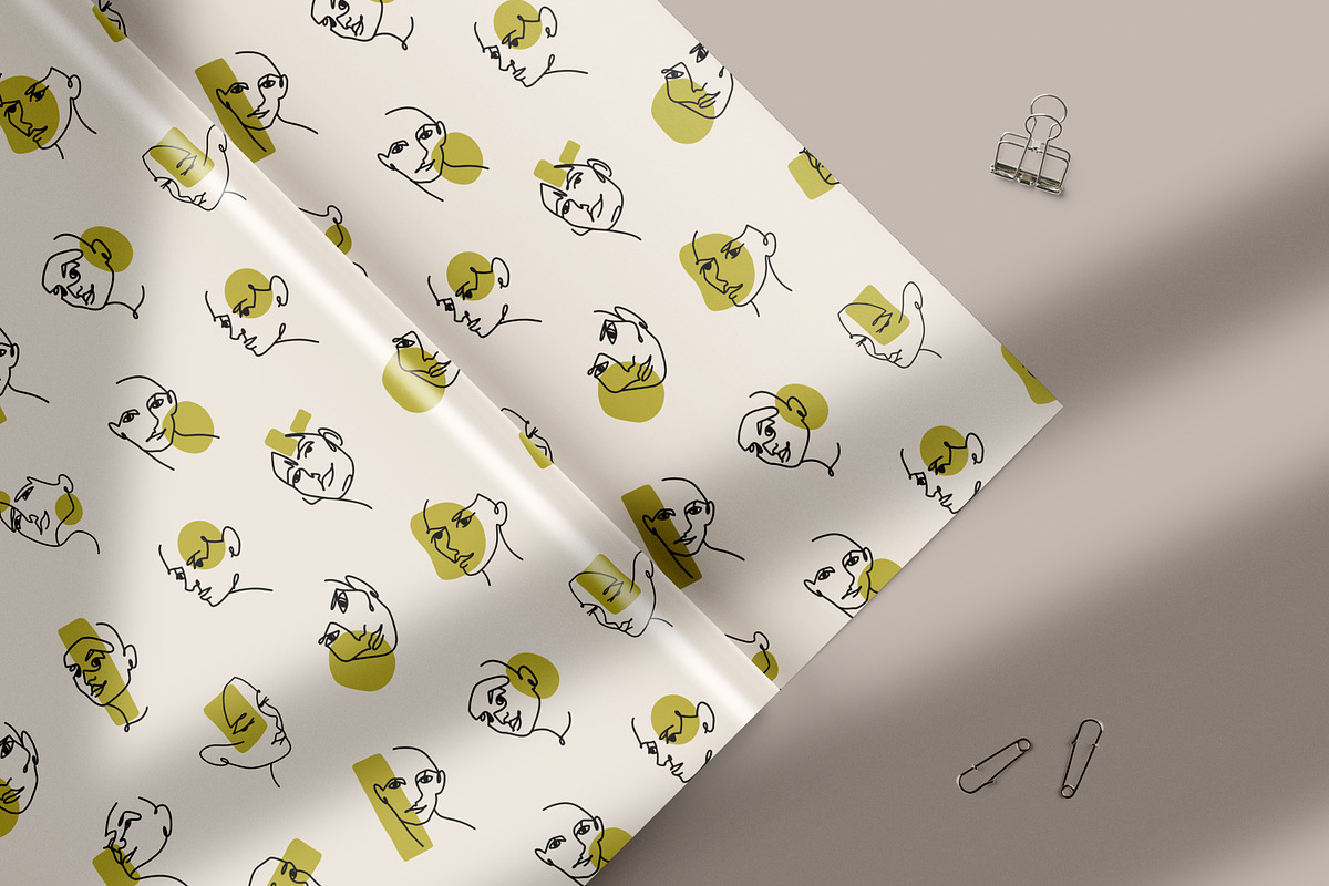 Abstract line faces seamless pattern, a Pattern Graphic by PaperTrident (Photo 9 of 11)