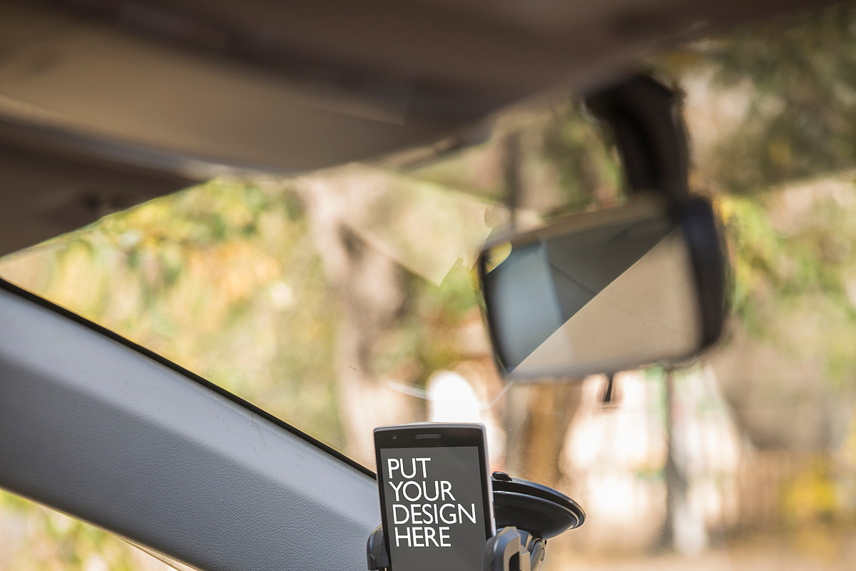 10 Car Phone Holder Mockups, an iPhone Mockup by UI Kitchen (Photo 5 of 11)