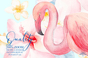 Oasis | Watercolor Flamingo patterns, a Pattern Graphic by Tanya Vollar (Thumbnail 4 of 10)