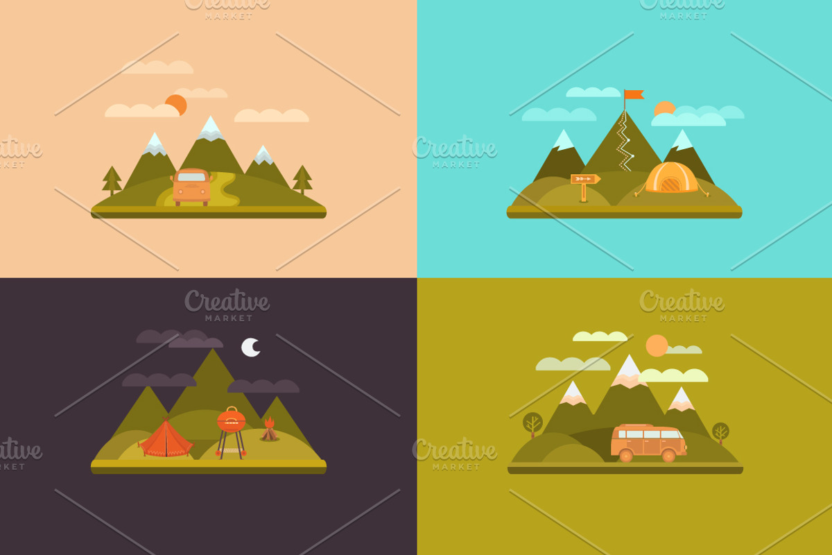 Camping illustrations and elements, an Illustration by Dasha Efremova (Photo 9 of 10)