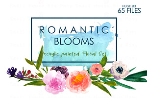 Romantic Blooms-Watercolor Clip Art