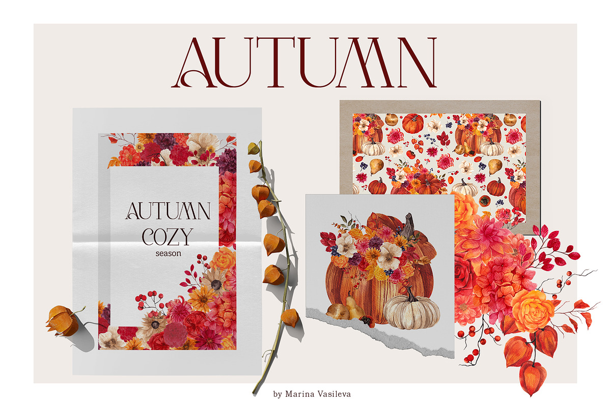 AUTUMN. Hand draw watercolor, an Object Graphic by ma_i_vi (Photo 3 of 14)
